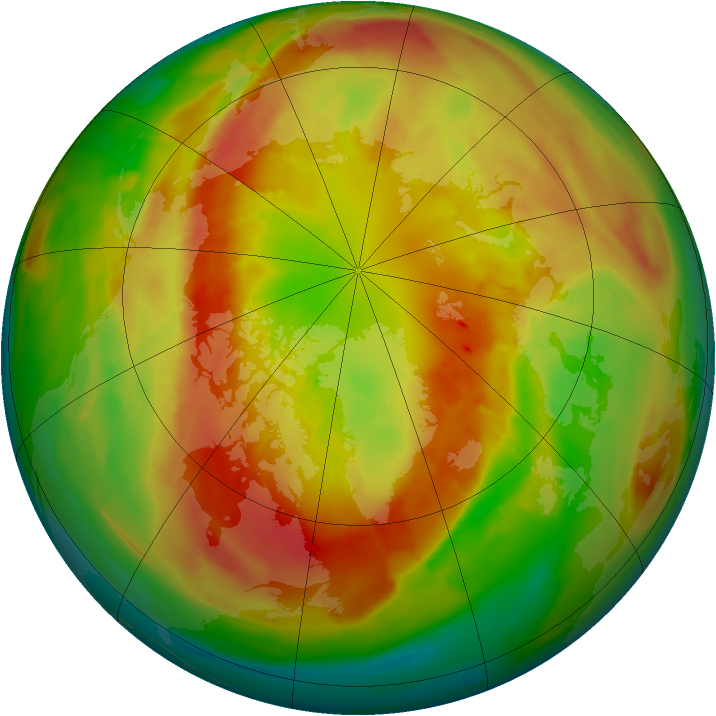 Arctic ozone map for 08 March 2015